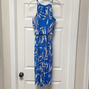 London Times Tropical Print Culotte Jumpsuit, Size 6, Color Blue
